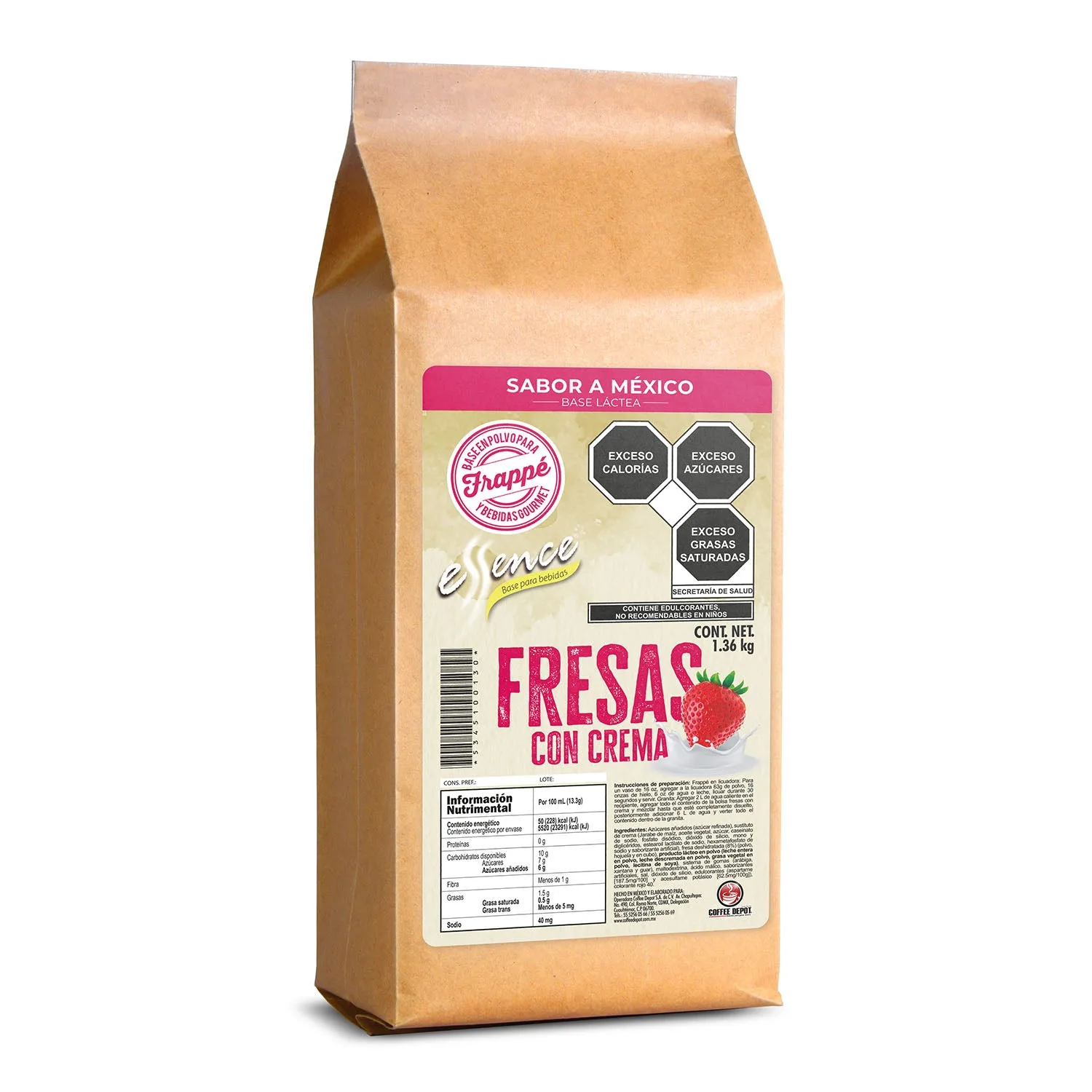 Base para frape sabor fresas con crema en Mexicali, Baja California